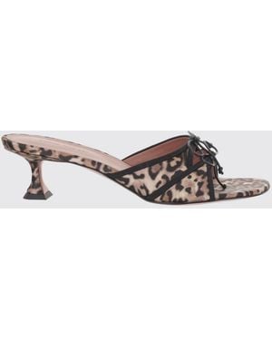 AMINA MUADDI Animal Print Satin Eleonora Mules - Red