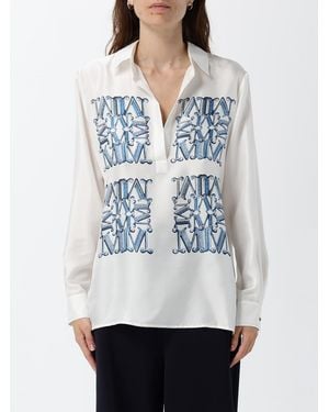 Max Mara Camisa De Seda Con Estampado De Monograma Y Cuello Clásico - Gris
