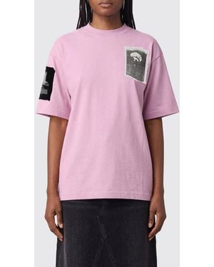 Balenciaga Relaxed Fit Contrasting Graphic-Print Cotton T-Shirt - Pink