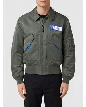 GR10K Nylon Bomber Jacket With Logo - Grey