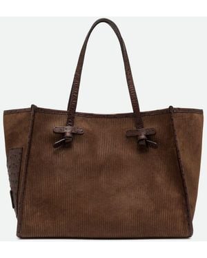 Gianni Chiarini Marcella Ribbed Suede Calfskin Shoulder Bag - Brown