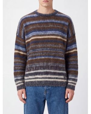 Isabel Marant Striped Virgin Wool Blend Crewneck Jumper With Dropped Shoulders - Blue