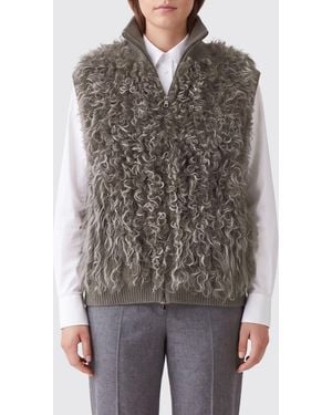 P.A.R.O.S.H. P.A.R.O.S.H. Wool Turtleneck Vest With Zip Closure - Grey