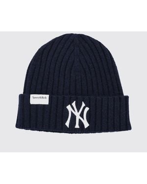 Sporty & Rich Sporty &Amp Rich Yankees Serif Ribbed Cashmere Hat - Blue