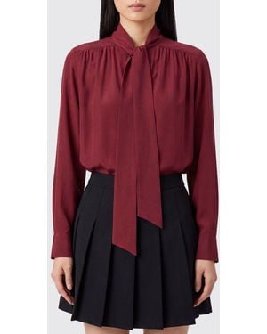 Jacob Cohen Blusa De Pura Seda Con Cuello De Lazo Y Manga Larga - Rojo