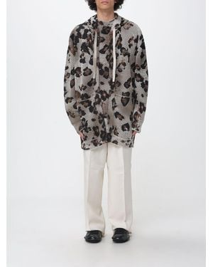 Laneus Animal Print Cotton Hooded Cardigan - White