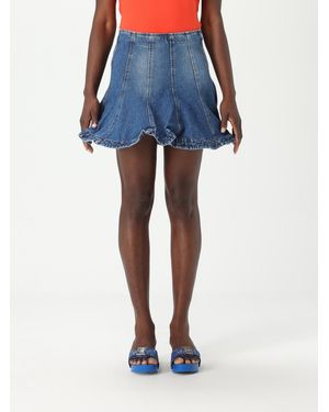 MSGM Denim Look Mini Skirt With Paneled Design - Blue