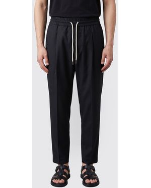 Drole de Monsieur Cropped Wool-Blend Jogging Trousers With Drawstring - Black