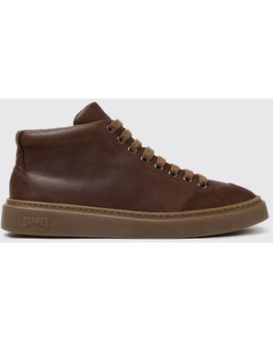 Camper Runner Twentyfive Mid-Top Smooth Leather Sneakers With Padded Ankle - Brown