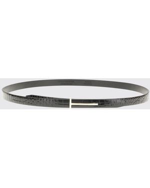 Tom Ford T Crocodile-Effect Leather Belt - White