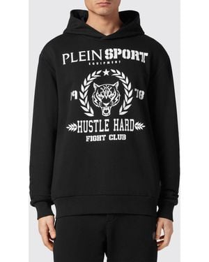 Philipp Plein Graphic Print Cotton Hoodie With Dropped Shoulders - Black