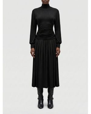 Ganni Viscose Turtleneck Dress - Black