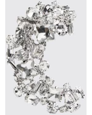 Patrizia Pepe Chromed Brass Earring With Set Rhinestones - White