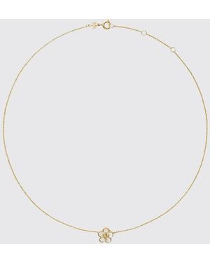 Tory Burch Collar Forget Me Not De Latón Chapado En Oro Con Flor De Nácar - Blanco