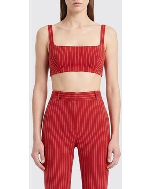 Orian Pinstriped Viscose Crop Top - Red