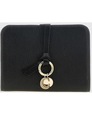 Chloé ChloÉ Cartera Bifold De Piel De Ternera Negra Con Charm Del Logo - Negro