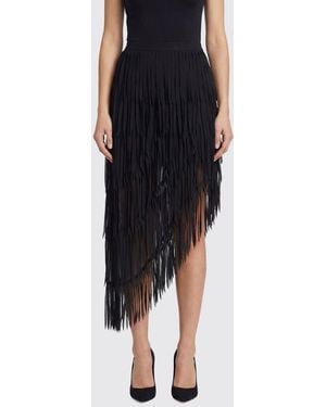 Erika Cavallini Semi Couture Melania Asymmetric Skirt With Fringes - Black