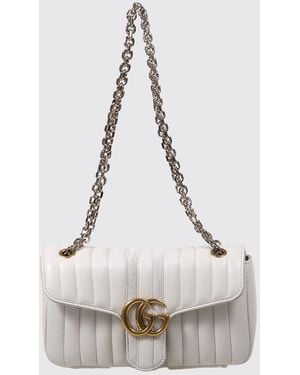 Gucci Jetset Gg Marmont Schultertasche Medium Aus Matelassé-Nappaleder - Weiß