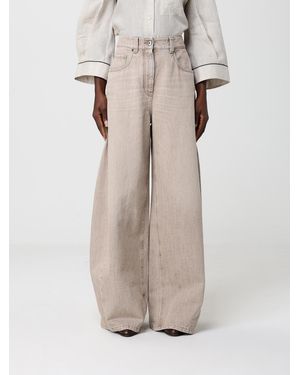 Brunello Cucinelli Cotton Denim Palazzo Jeans - Natural