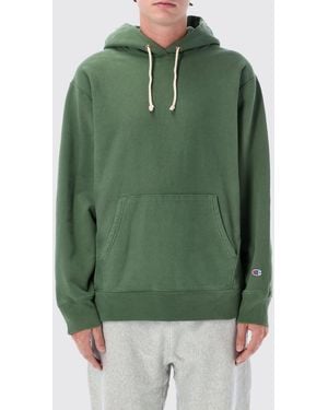 Champion Cotton Hoodie With Kangaroo Pocket And Drawstring - Green