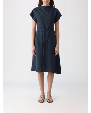 Soeur Asymmetric Linen Blend Dress - Blue