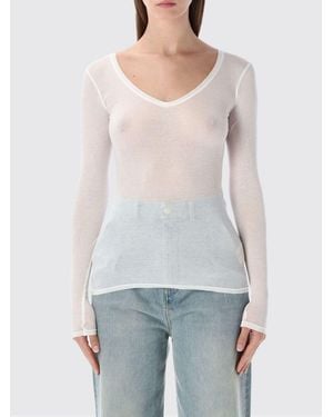 American Vintage Long-Sleeved V-Neck T-Shirt - White