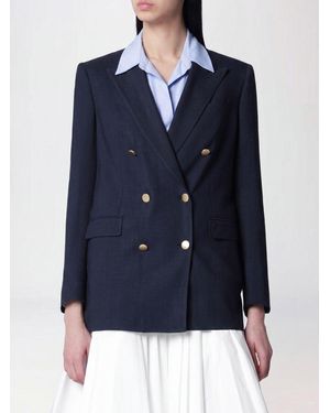 Tagliatore Double-Breasted Viscose Blend Blazer With Metallic Buttons - Blue