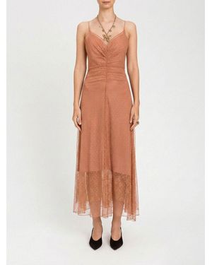 Twinset Tulle Point D'Esprit Midi Dress - Brown