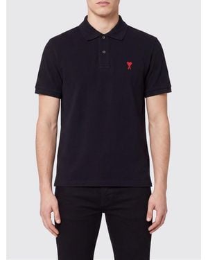 Ami Paris Slim-Fit-Polohemd Aus Bio-Baumwolle Mit Gesticktem Logo Auf Der Brust - Schwarz