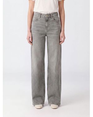 7 For All Mankind Lotta High-Waisted Wide Leg Cotton Denim Jeans - Grey