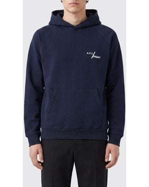 A.P.C. X Fragment Cotton Hoodie With Contrast Logo - Blue
