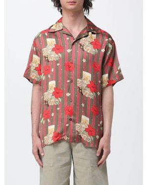 Drole de Monsieur Printed Viscose Casual Shirt - Red