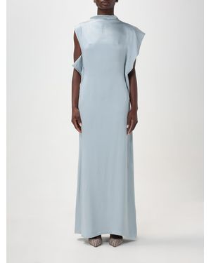 Fendi Light Long Dress With Asymmetric Sleeves - Blue