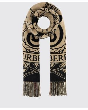 Burberry Reversible Pure Cashmere Scarf With Ekd Print And Fringes - White