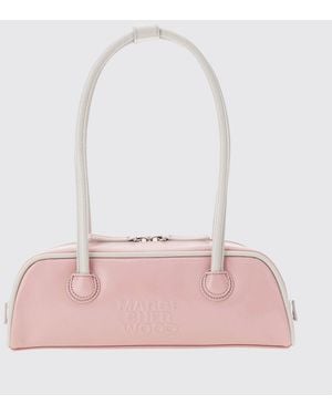 Marge Sherwood Bicolor Smooth Leather Shoulder Bag With Double Handle - Pink