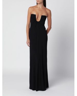 Christopher Esber Strapless Straight-Neckline Long Jersey Gown - Black