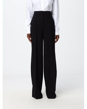 Elisabetta Franchi High-Waisted Silk Wide-Leg Tailored Trousers - Black