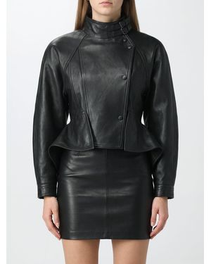 Balmain Lambskin Leather Biker Jacket With Asymmetrical Fastening - Black