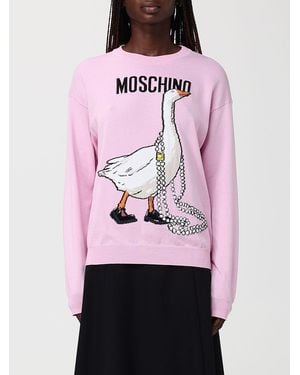 Moschino Cotton Jumper With Graphic - Pink