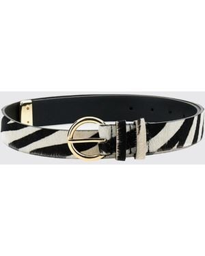 Max Mara Zebra Print Calf Hair Belt - White
