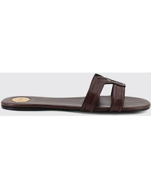 Saint Laurent Mabrouka Vegetable-Tanned Leather Slippers - White