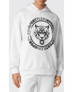 Philipp Plein Graphic Print Cotton Hoodie With Dropped Shoulders - Grey