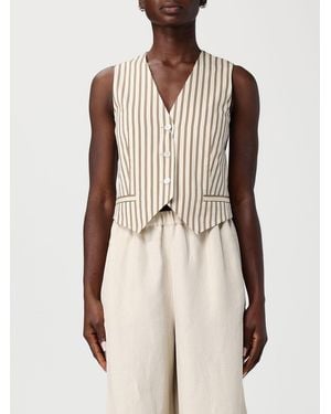 Max Mara Striped Cotton And Silk Tailored Vest - Natural
