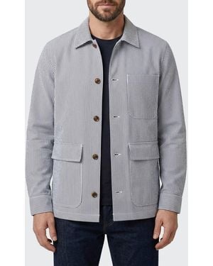 Paltò PaltÒ Striped Cotton Blend Shirt Jacket - Gray