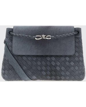 Bottega Veneta Andiamo Intrecciato Suede Lambskin Messenger Bag - Grey