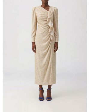 Alessandra Rich Floral Print Silk Midi Dress - Natural