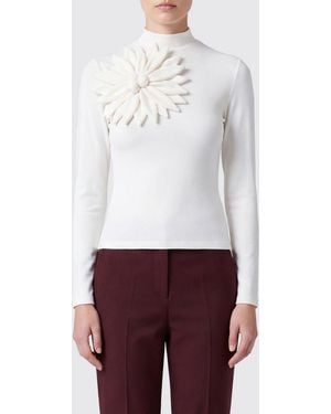 FARM Rio 3D Flower Slim Fit Jersey Polo Neck With Floral Appliqué - White