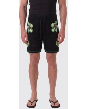 CASABLANCA Cotton Jogging Shorts With Flowers - Black