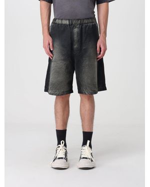 Maison Mihara Yasuhiro Abstract Print Cotton Jogging Shorts With Distressed Effect - Black