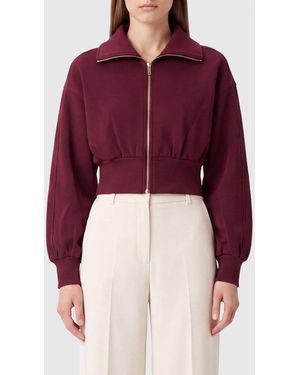 Twinset Cropped Viscose Jersey Zip-Up Sweatshirt With Dropped Shoulders - Red
